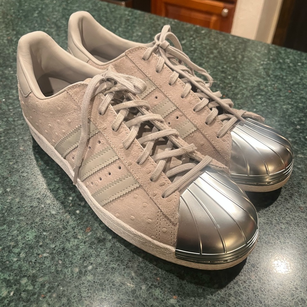 ADIDAS Superstar Metal Silver Toe Suede Sneakers